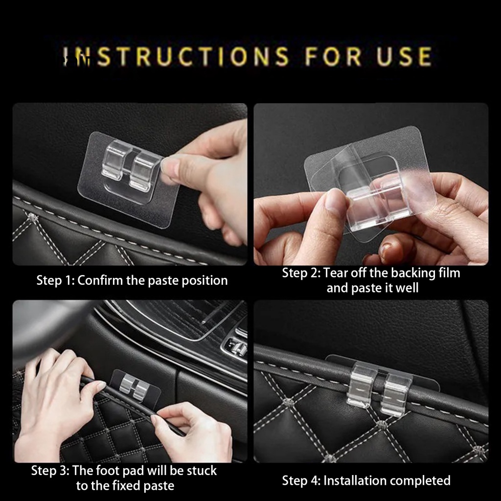 Set 1 / 10 Móc Kẹp Thảm Lót Sàn Xe Hơi Trong Suốt Tự Dính