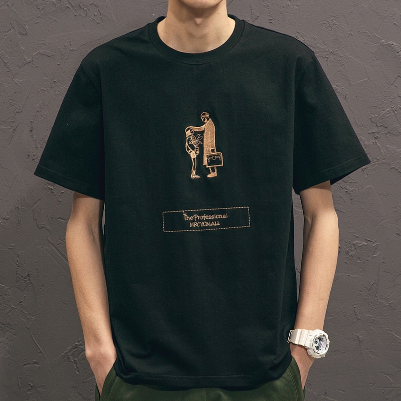 Áo thun AOKANG ngắn tay cổ tròn phong cách Hàn Quốc thời trang cho nam