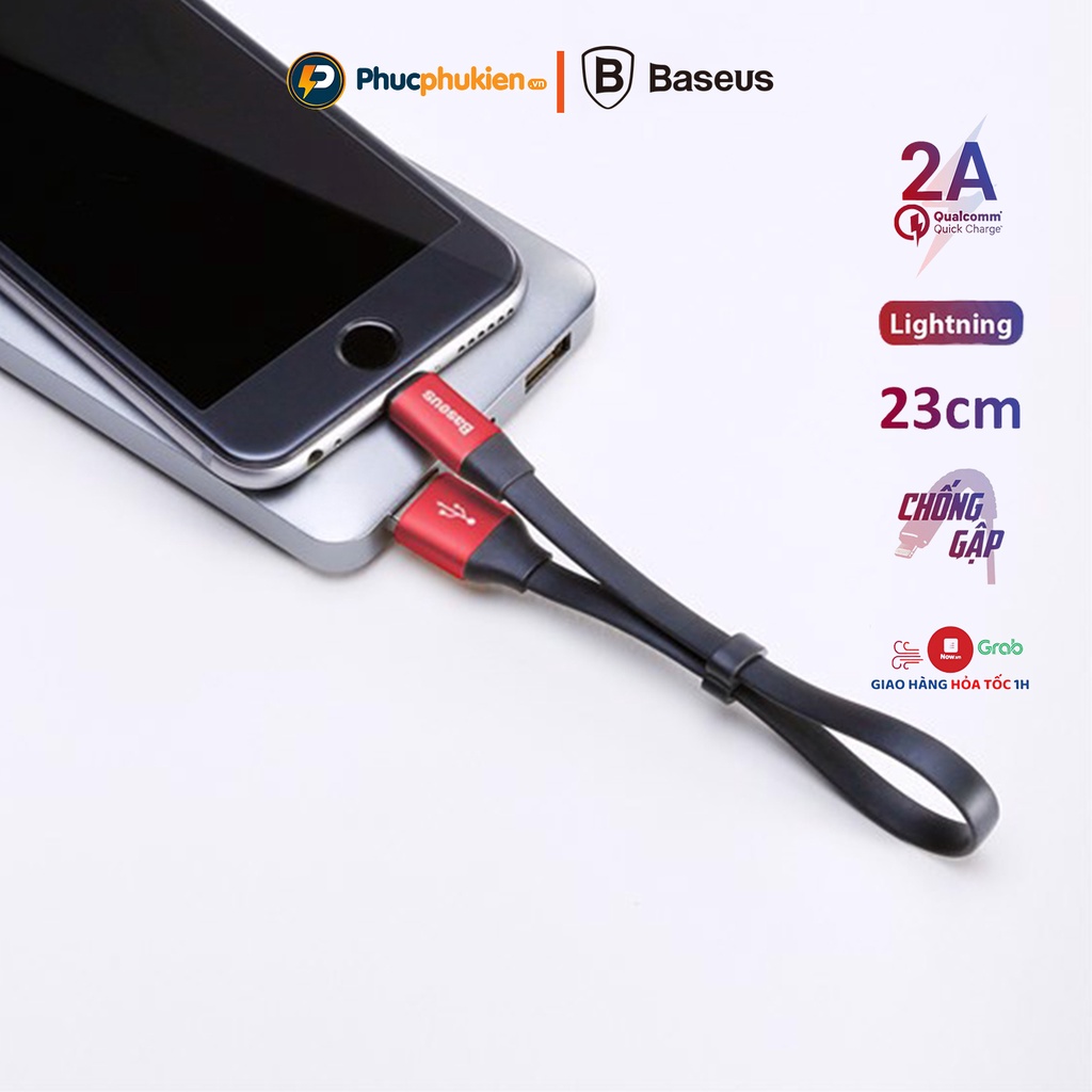 Dây sạc dự phòng ngắn 23cm chính hãng Baseus dành cho iPhone 5 đến iPhone 14 pro max