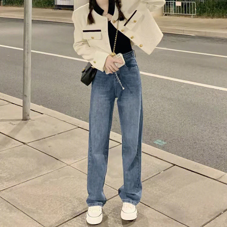 Quần Jeans Nữ Dài Lưng Cao Ống Rộng Thời Trang Hàn Quốc Mới