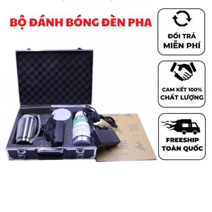 Bộ đánh bóng đèn pha ô tô-xe máy phủ nano làm bóng - Bộ dụng cụ kèm chai dung dịch làm bóng (chiết)