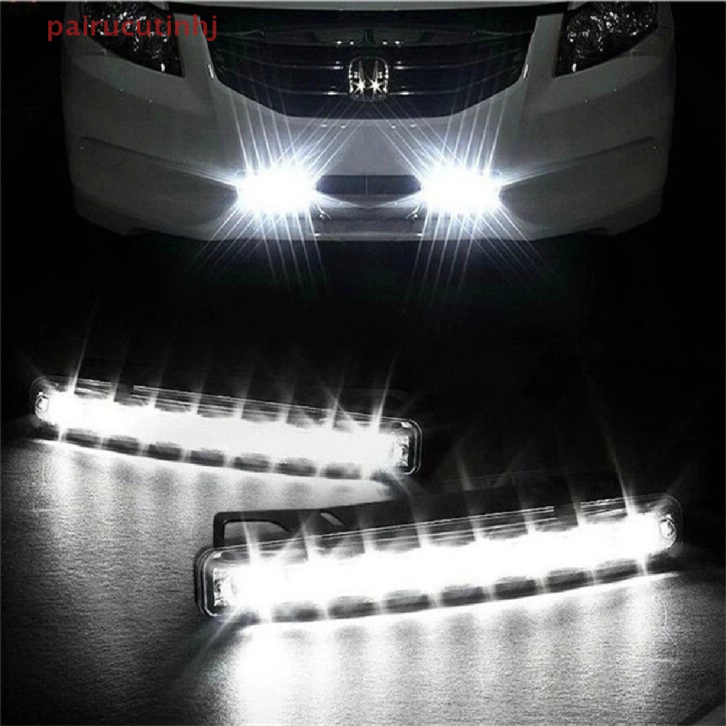 Cặp Đèn 8 LED DRL Ánh Sáng Trắng Chuyên Dụng Chạy Ban Ngày Cho Xe Hơi