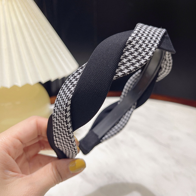 Băng Đô Cài Tóc Họa Tiết Caro Phong Cách Hàn Quốc Thời Trang Thu Đông Cho Nữ