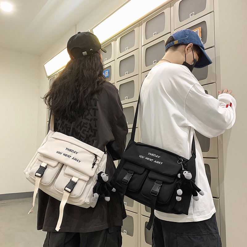 Túi Tote Đéo Chéo Nam Nữ Vải Canvas Đi Học Đi chơi Cở lớn Phong Cách Hàn Quốc