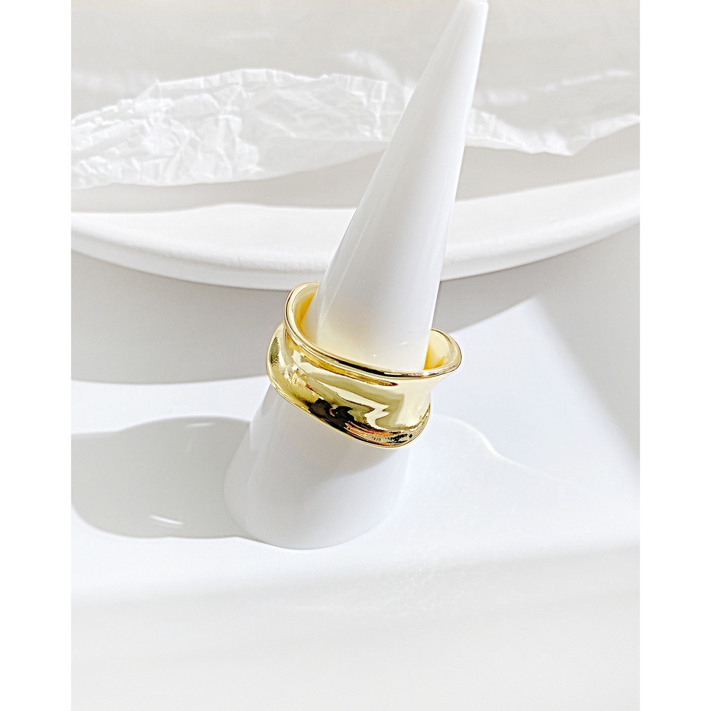 Nhẫn Đồng Thời Trang Nhật Hàn Thiết Kế Bất Đối Xứng Cá Tính Cho Nữ