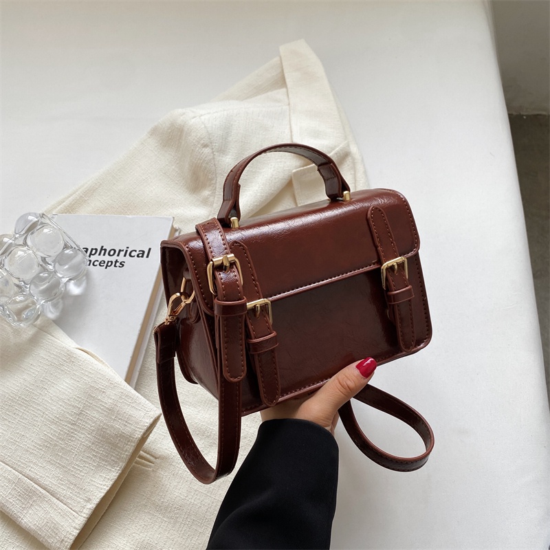 Túi Đeo Chéo Bằng Da pu Màu Trơn Phong Cách Cổ Điển Thời Trang Cho Nữ