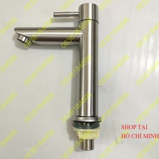Vòi lavabo lạnh cao cấp inox 304 20 cm 1 đường nước, sử dụng cho cậu treo, chậu để bàn