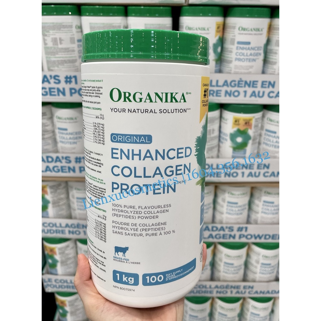 Bột Organika Enhanced Collagen Protein 1kg vị Original & Chocolate- made in Canada
