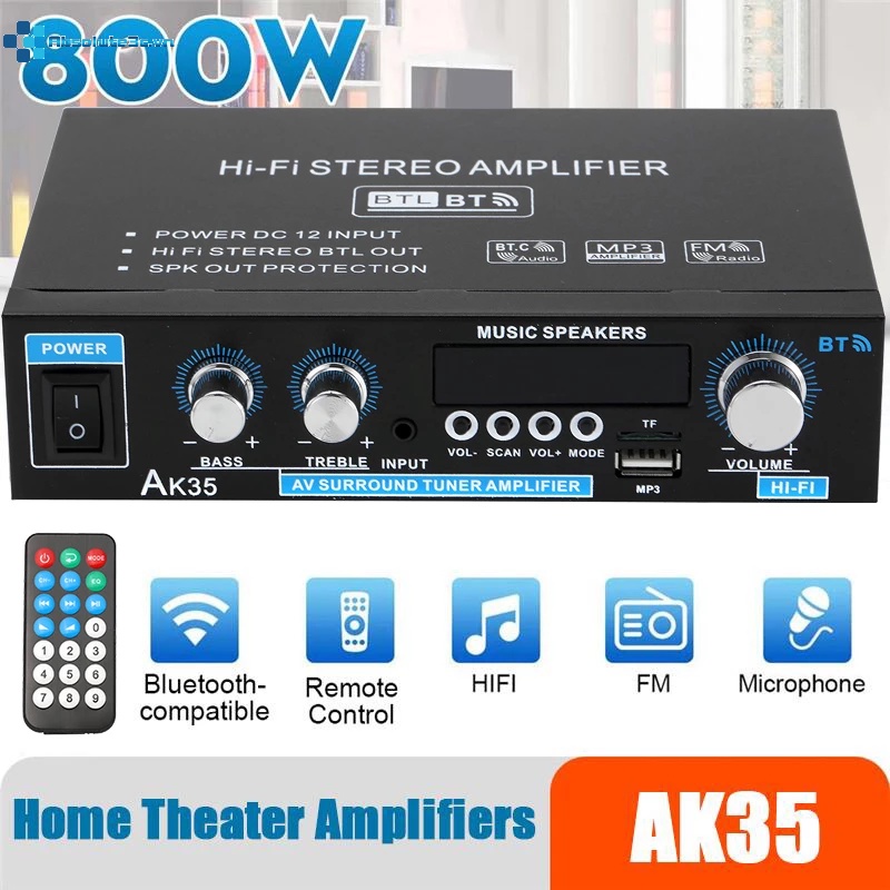 Bộ Khuếch Đại Công Suất Bluetooth Ak35 800W Bộ Khuếch Đại Âm Thanh Kỹ Thuật Số Bộ Thu Bluetooth Âm Thanh Xe Hơi