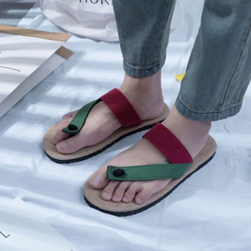 Dép Sandal Xỏ Ngón Đi Biển Mùa Hè 2023 Bằng Vải Lanh Phong Cách Hàn Quốc Cho Nam