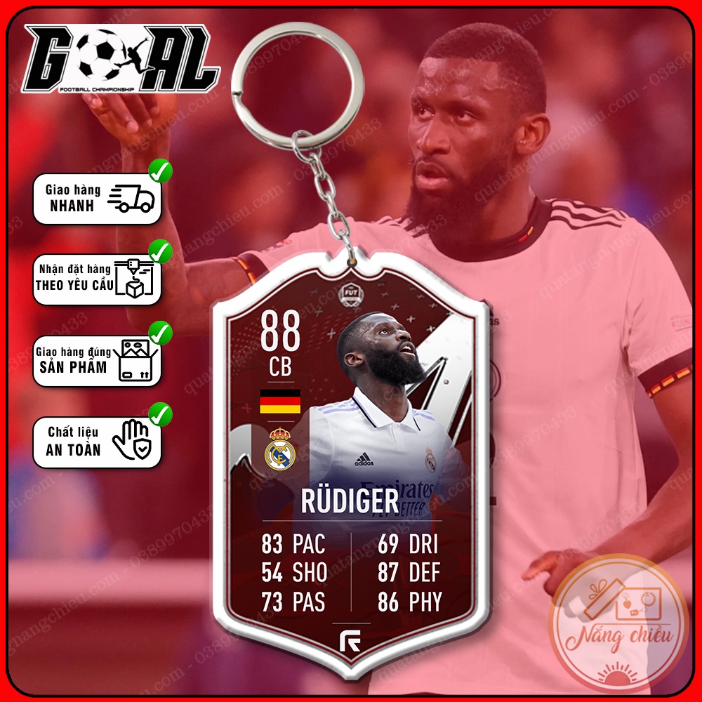 Antonio Rüdiger - cầu thủ bóng đá chuyên nghiệp - Móc khóa thẻ bóng đá[7901-7912]