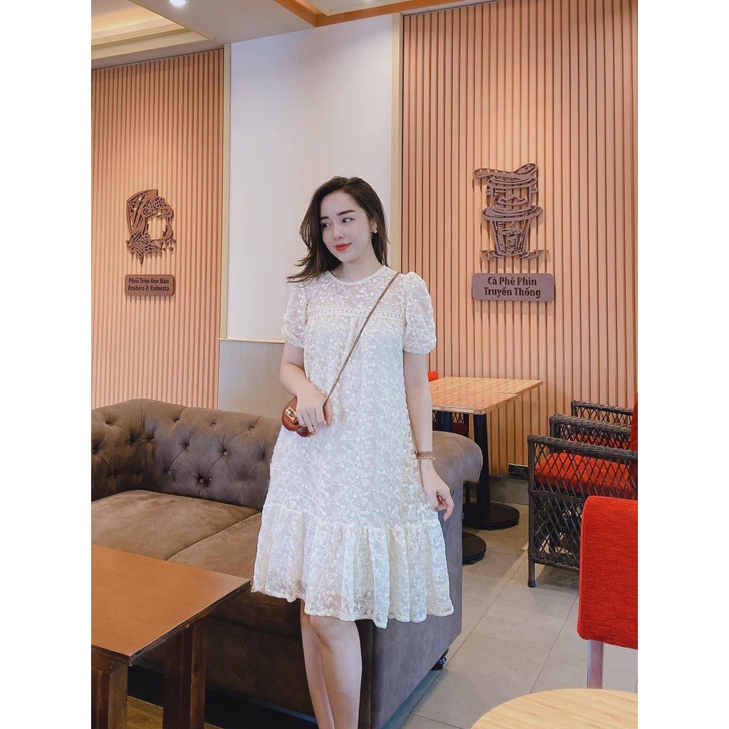 Váy bầu ren đuôi cáren 2 lớp- Hàng loại 1-phù hợp mặc dạ tiệc, đi làm, đi chơithời trang mùa hè, công sở❤️freesize