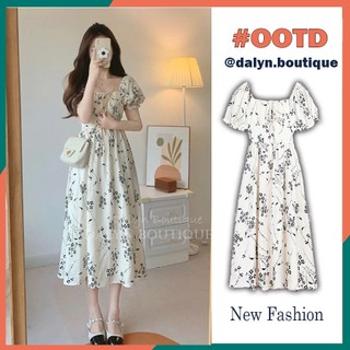 (Hàng QC Sẵn) Váy Babydoll Dáng Dài Đầm Xòe Cổ Vuông Hoa Nhí Mẫu Mới 2023 Đi Biển, Du Lịch - Dalyn
