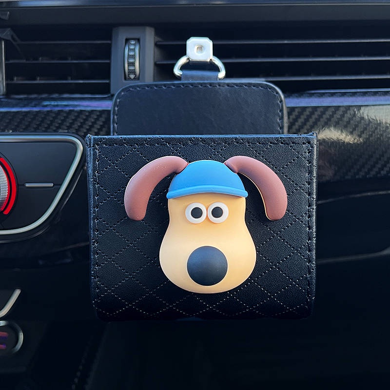 Car Wallace and Gromit Air Outlet Storage Pocket Phone Hanging Bag Creative Car Sundries Storage Box Hanging Storage Same Style Liyp