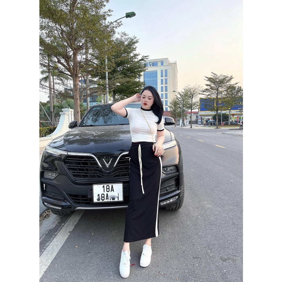 Set Áo Zip Mix Chân Váy Len Tăm Mịn Loại Đẹp