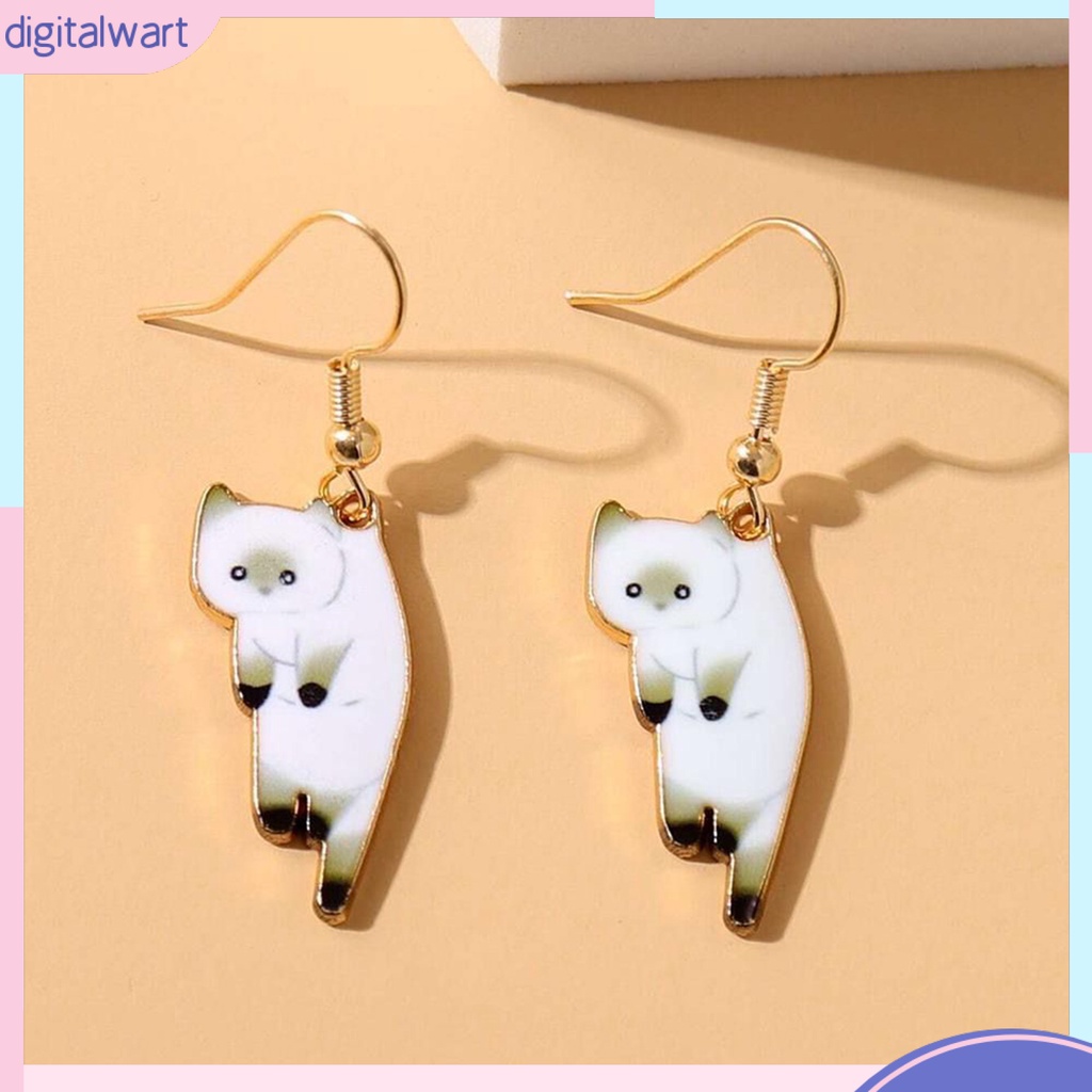 1 Đôi Bông Tai Hình Mèo Hoạt Hình Vui Nhộn Dành Cho Nữ