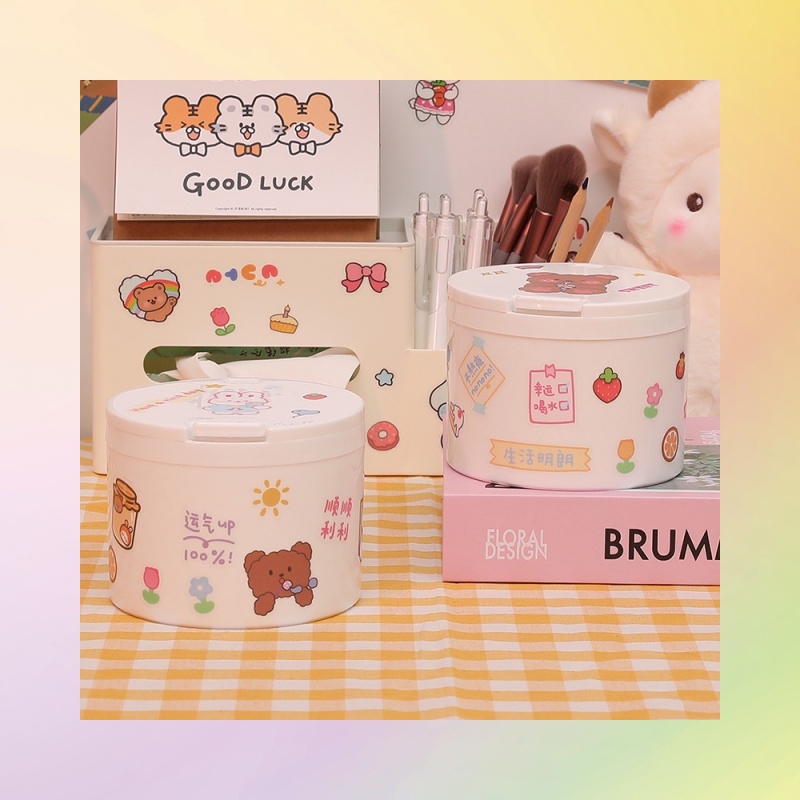 Thùng Rác mini Để Bàn Trang Trí Nút Bấm Dễ Thương