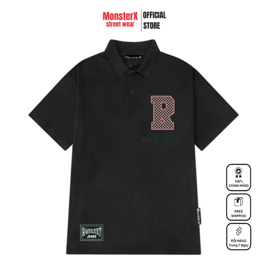 Áo thun polo MONSTER X STREET R phông tay lỡ nam nữ form rộng Local Brand