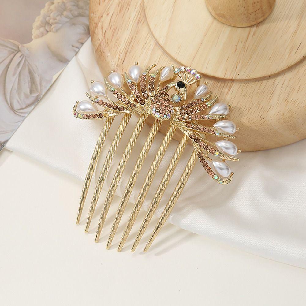 Lược Cài Tóc Xoăn Hình Lông Công Lấp Lánh Phong Cách Hàn Quốc Cho Nữ