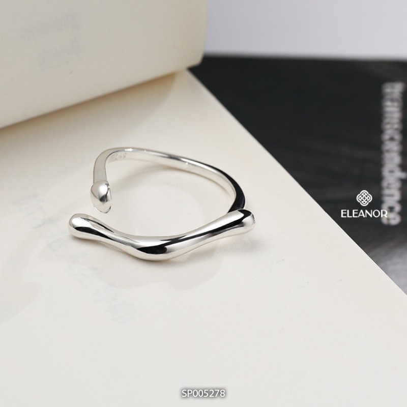 Nhẫn nữ hở bạc 925 Eleanor Accessories viền cong phụ kiện trang sức phong cách basic 5278