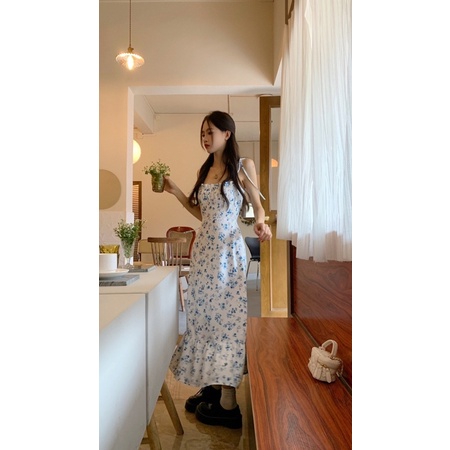 Đầm Maxi Hai Dây Hoạ Tiết Hoa Xinh Xắn oder.tram0506
