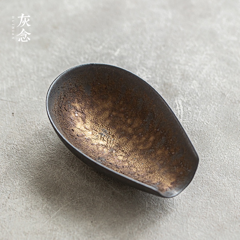 Gilt Glaze Lotus Rhyme Tea Rules [Huayun] Stoneware Handmade Tea Rules Kiln to Gilt Iron Glaze Awake