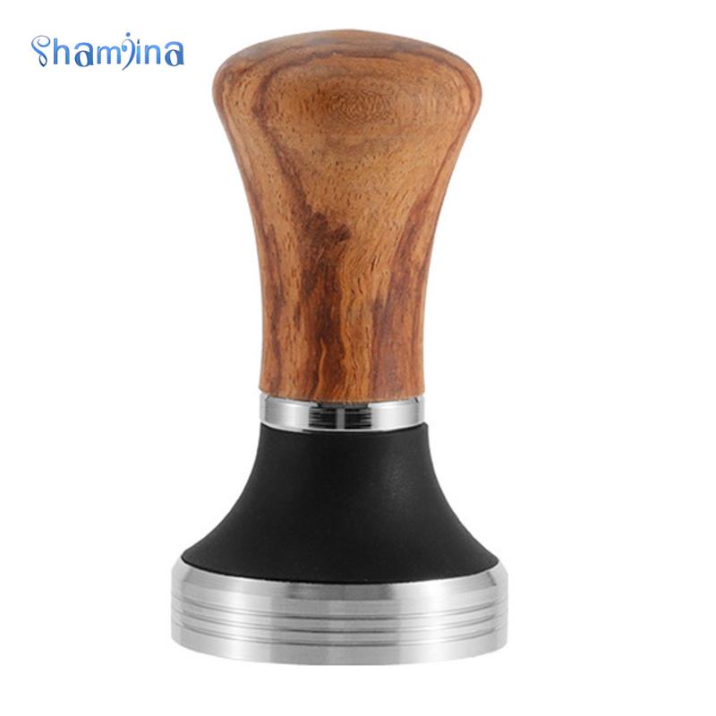Shamjina 53/58mm Máy ép bột cà phê gỗ đào phổ điền báo chí phẳng bột thiết bị thép không gỉ 304 bột cà phê điền báo chí