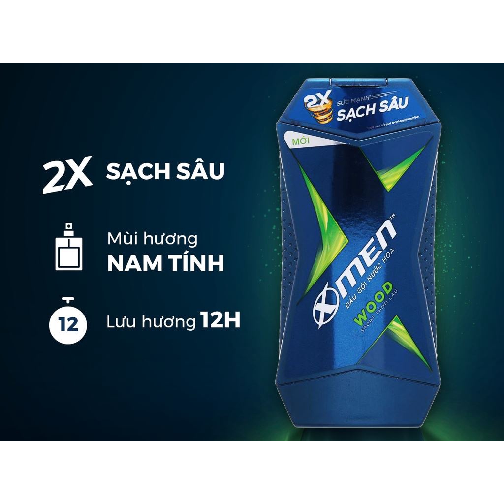 Dầu gội nước hoa X-Men Wood Sport 2x sạch sâu thơm lâu 150g
