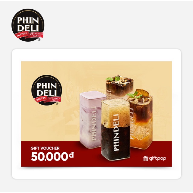 Lâm Đồng, Hồ Chí Minh, Đồng Nai [Evoucher] PHINDELI - Phiếu quà tặng 50K
