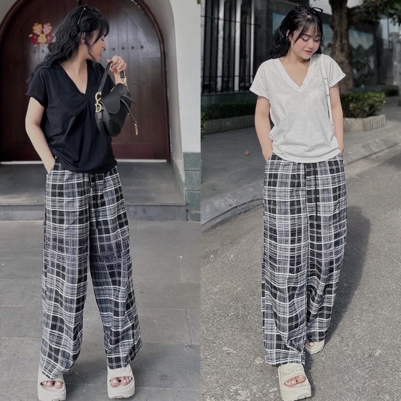 SÉT BỘ QUẦN KẺ ÁO TIM Xinh lắm ạ, mặc nhà hay ra ngoài đều được nhé. Form rộng thoải mái, màu sắc đơn giản đúng là rất đ