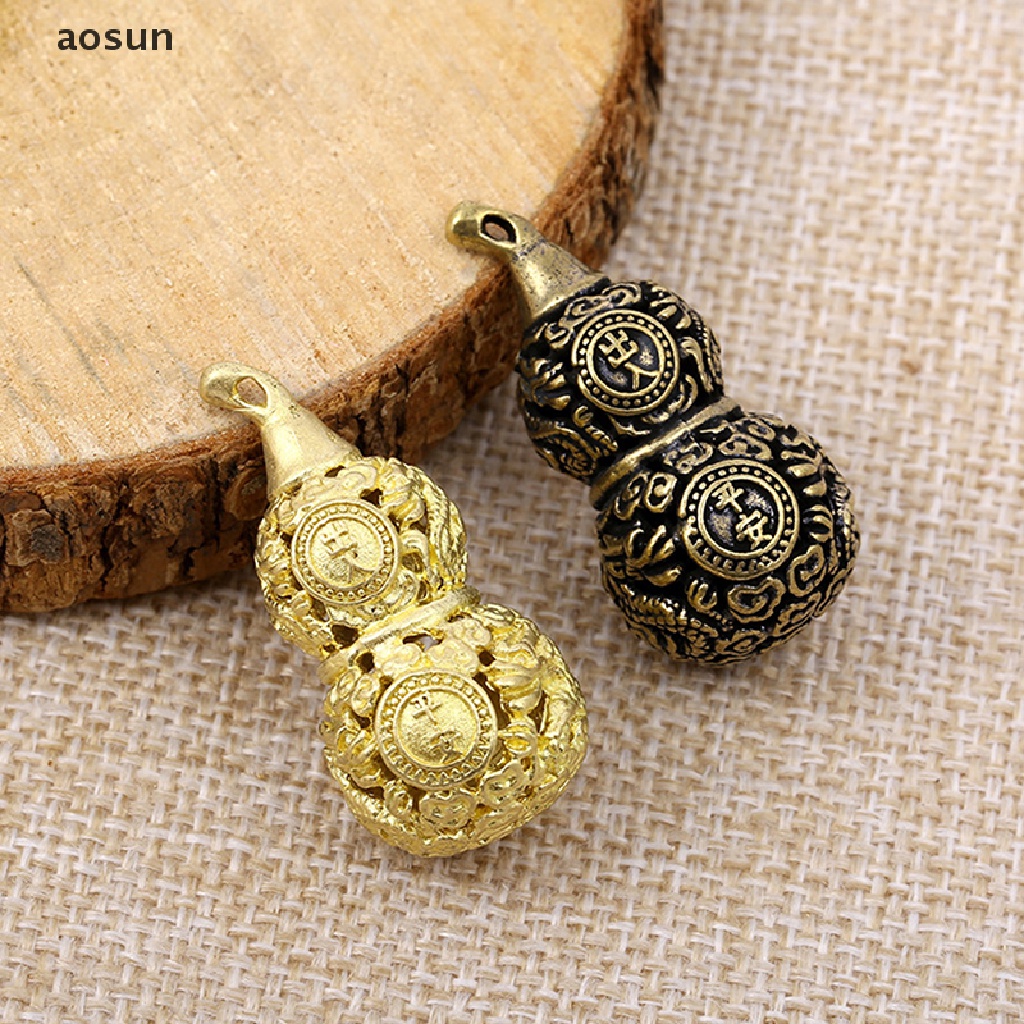 Aosun Móc Khóa Hình Hồ Lô Bằng Đồng Thau Rỗng Retro Sáng Tạo Trang Trí Nhà Cửa / Xe Hơi