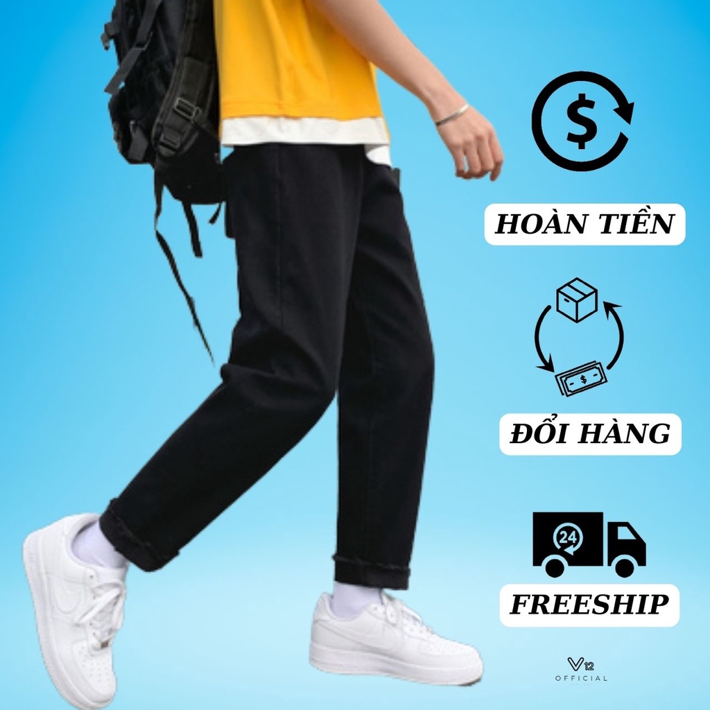 Quần baggy đen nam nữ ống rộng , dáng xuông , không phai màu