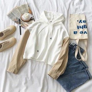 ORDER - Áo hoodie phối tay sơ mi Ulzzang