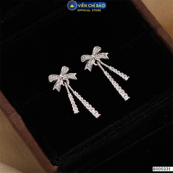 Bông tai nơ dài sang chảnh chất liệu bạc Thái 925 thời trang phụ kiện trang sức nữ Viễn Chí Bảo B000231