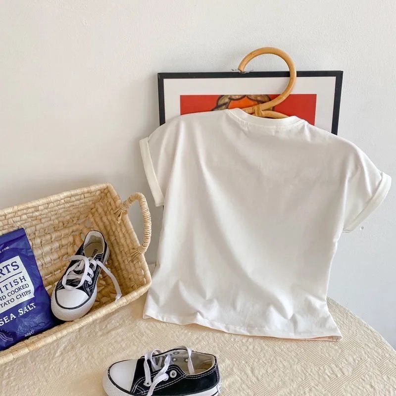 Babyfair Áo sơ mi bé gái vừa vặn giản dị Thời trang ngắn tay nhân vật hoạt hình dễ thương cho