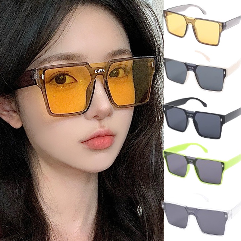 Kính Mát Một Mảnh Tròng Vuông Oversize Chống Tia UV400 Thời Trang Cho Nam Và Nữ