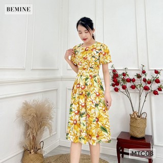 Đầm cổ tròn xếp ly ngực BEMINE MTC08