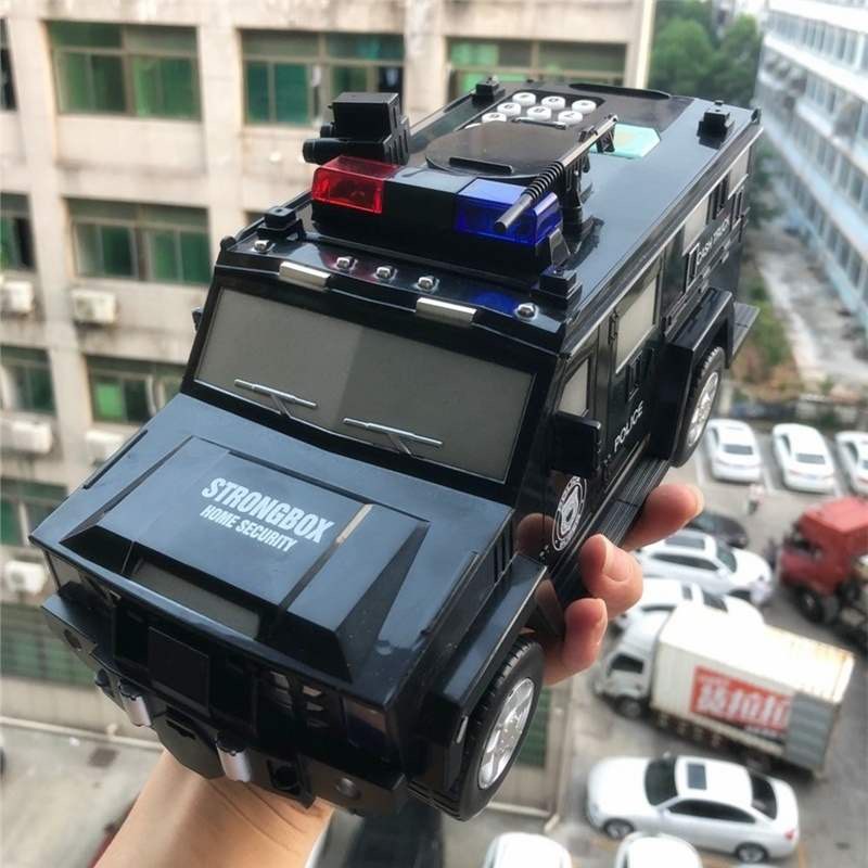 Két sắt mô hình xe cảnh sát tiết kiệm cho bé