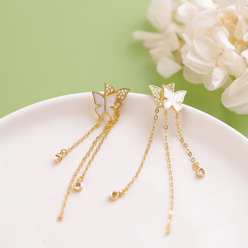 Khuyên Tai Tua Rua Hai Đầu Hình Bướm Chất Lượng Cao