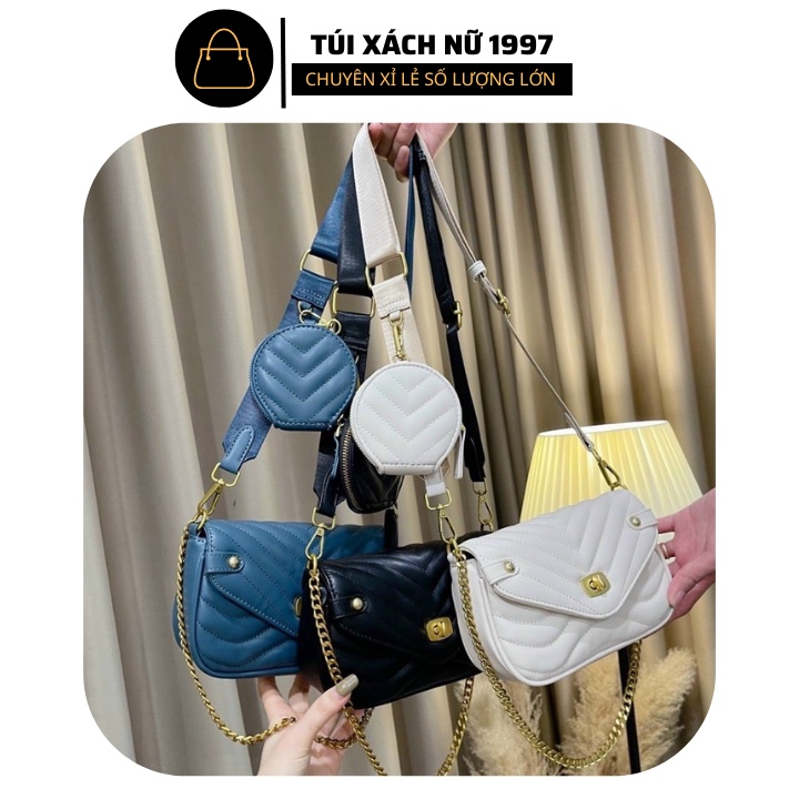Set Túi Xách Nữ Trần V 2 Dây Đeo Chéo
