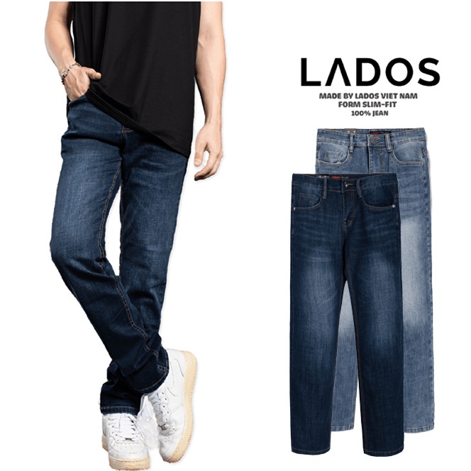 Quần jean nam co giãn cao cấp trơn Lados-4068 Form suông chuẩn, thoải mái, không xù lông, ra màu