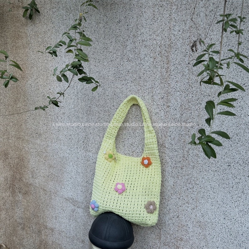 NET TOTEBAG- TÚI LỨOI TOTE KÈM HOA