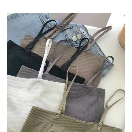 Áo Croptop Tăm Trơn 2 Dây Tháo Rời 👉 Thun ôm body dáng ngắn thiết kế trẻ trung phong cách hàn quốc