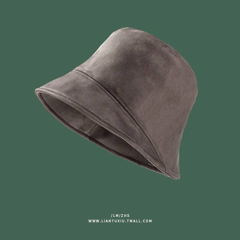 Mũ Bucket Da Lộn Màu Trơn Thời Trang Đường Phố Nhật Hàn Cá Tính Cho Nữ