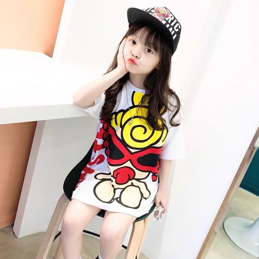 Đầm Thun In Hoạt Hình Thoáng Khí Nhanh Khô Thời Trang Đáng Yêu Dành Cho Bé Gái