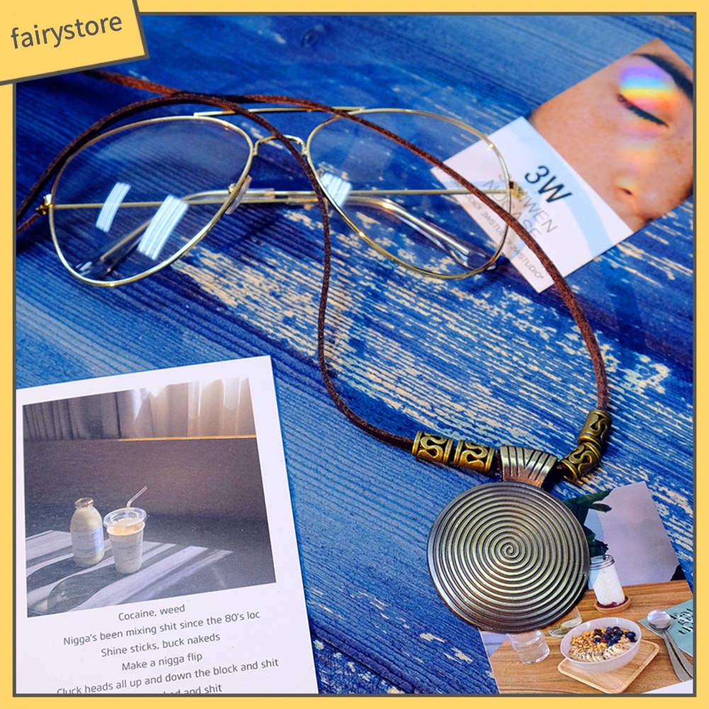 Vòng cổ Giả Da Mặt Tròn Hình Đĩa Tròn Xoắn Ốc Phong Cách Vintage Cổ Điển Dành Cho Nữ [Fairy1]