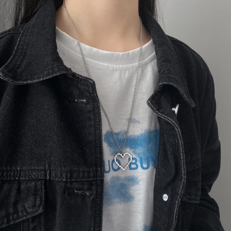 Vòng cổ Mặt Trái Tim Rỗng Phong Cách Hip Hop Punk Cho Cặp Đôi