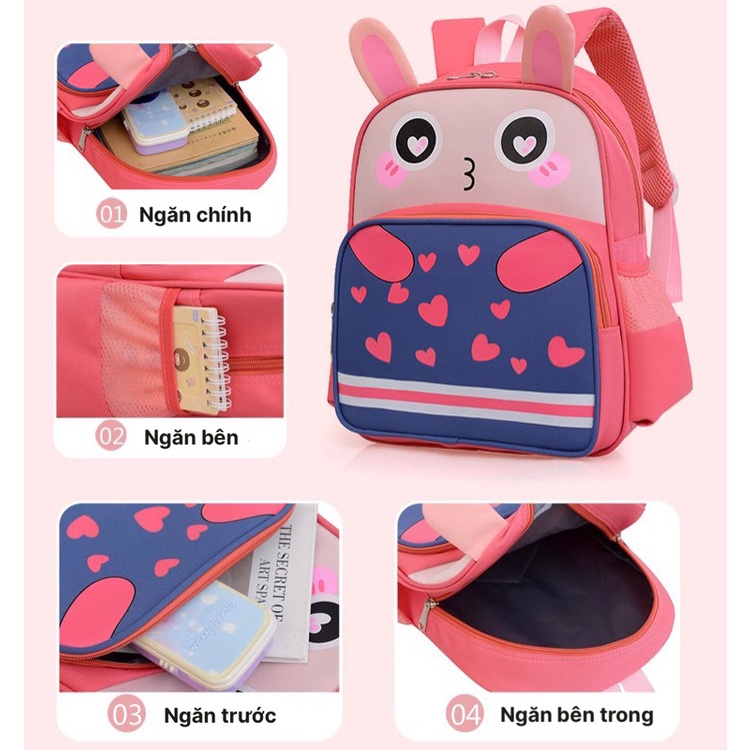 Balo đi học,cặp sách siêu nhẹ thoáng khí họa tiết hoạt hình cho bé trai bé gái