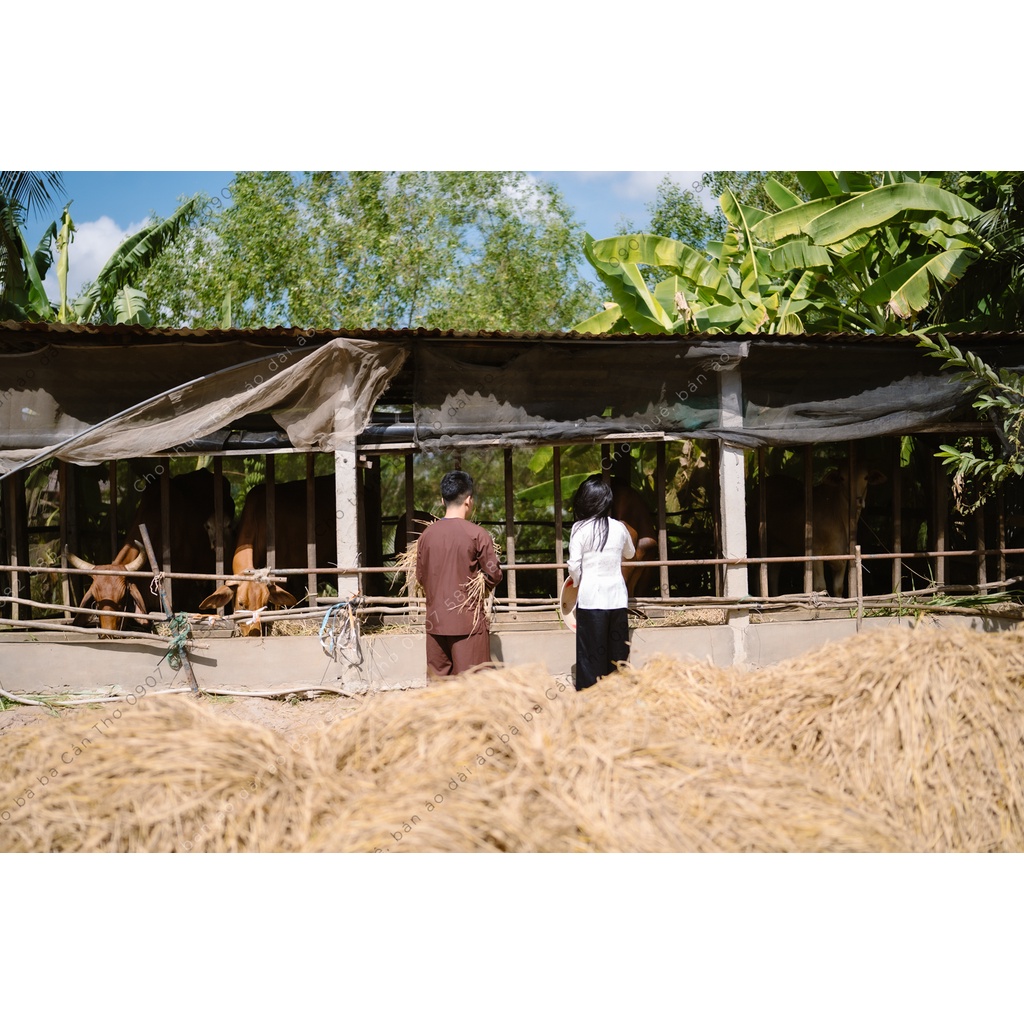 Bộ áo bà ba nam bộ nâu đen - Miền tây- giá rẻ