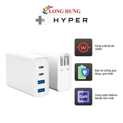 Sạc đa cổng HyperJuice 100W GaN USB-C Changer HJ-GAN100 - Hàng chính hãng